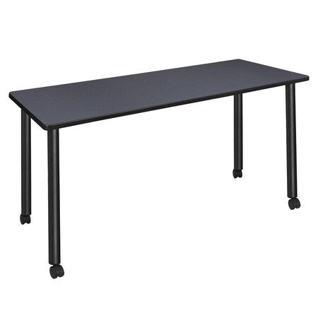 Regency Kee Mobile Tables, 72 W, 24 L, 29 H, Wood, Metal Top, Grey MTC7224GYBK